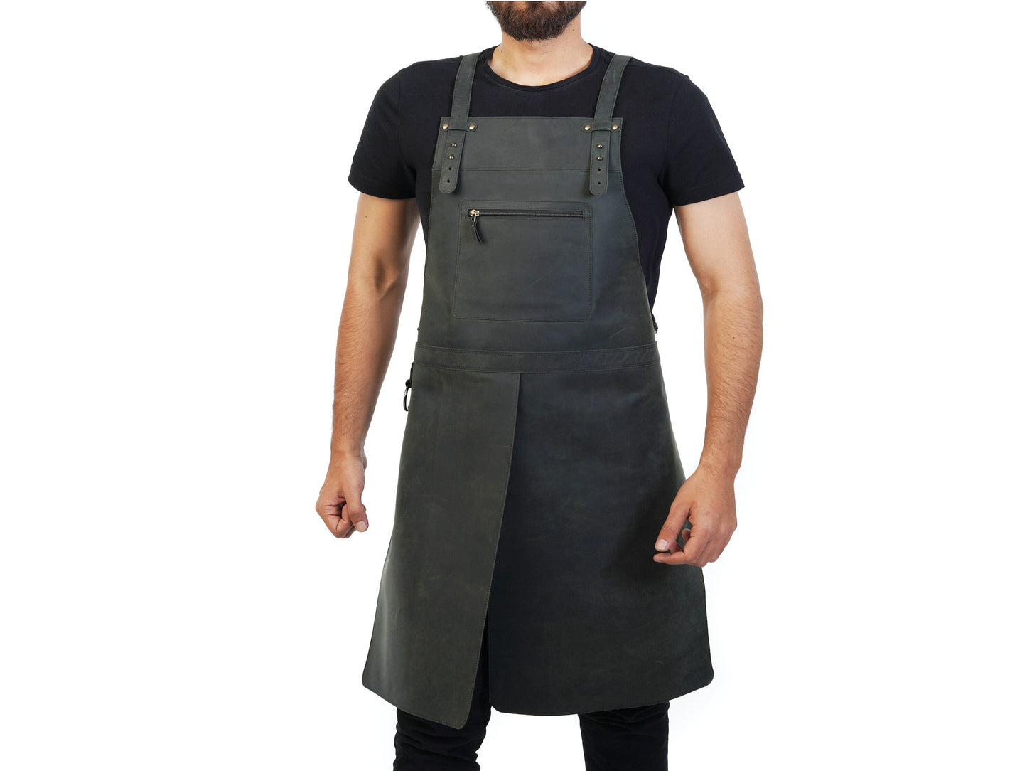Big Leather Apron for Men XL Work Apron Black Leather