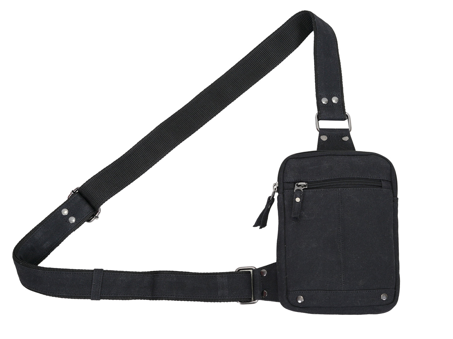 Black Chest Bag – Durable Mens Crossbody Bag for Travel - EDC Waxed Canvas Sling