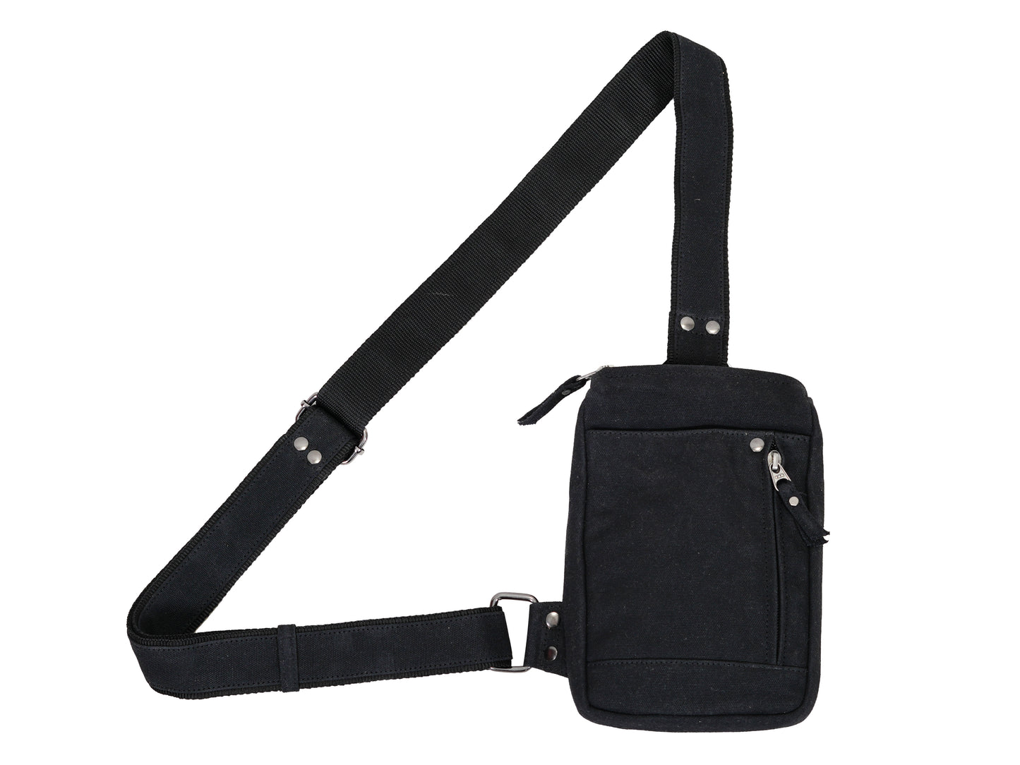 Waxed Canvas Crossbody Bag for Men – Compact EDC Sling Bag - Black