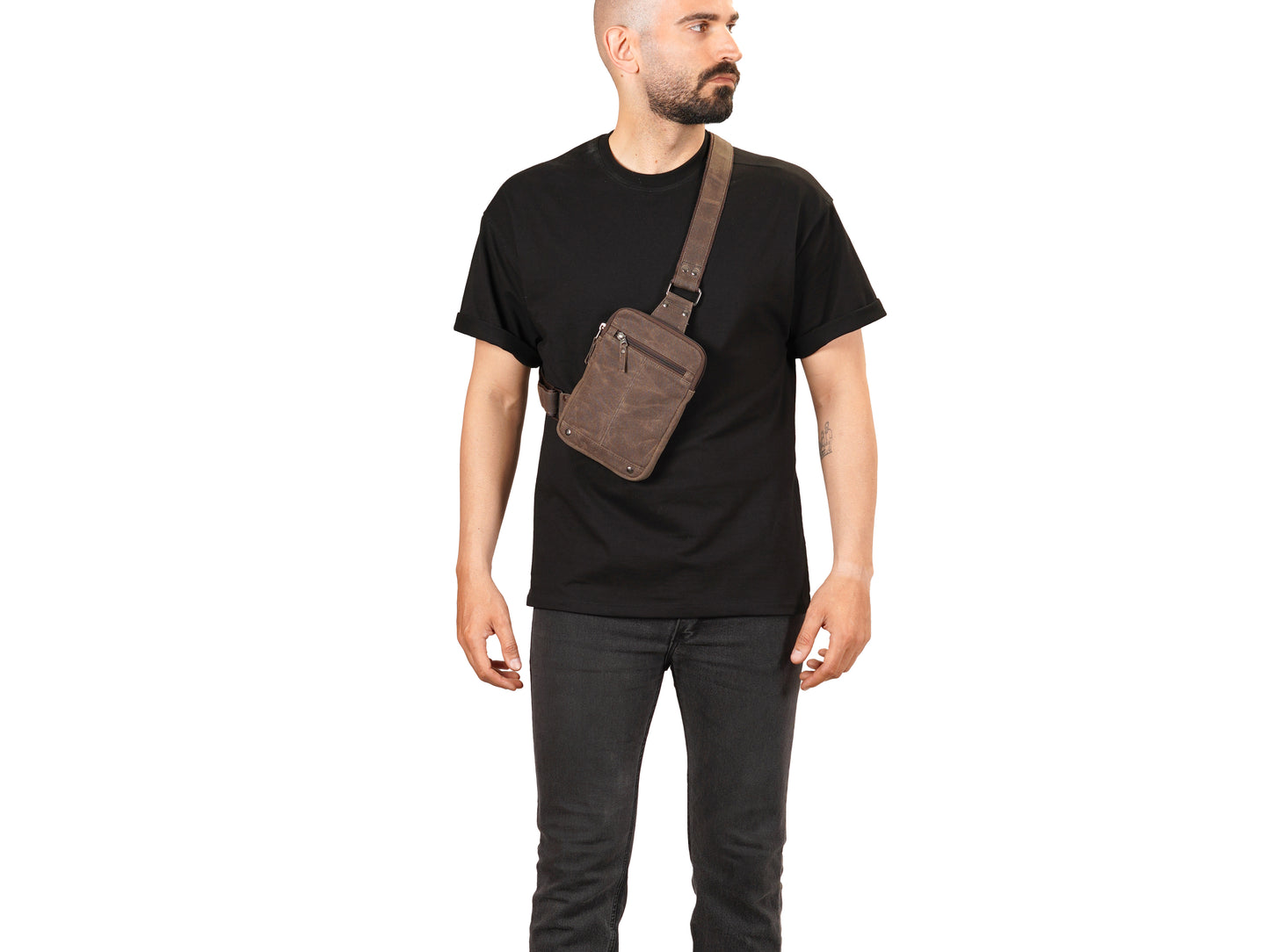 Sling Crossbody Bag - Your Essential Travel Companion - Waxed Canvas EDC Chest Bag for Men