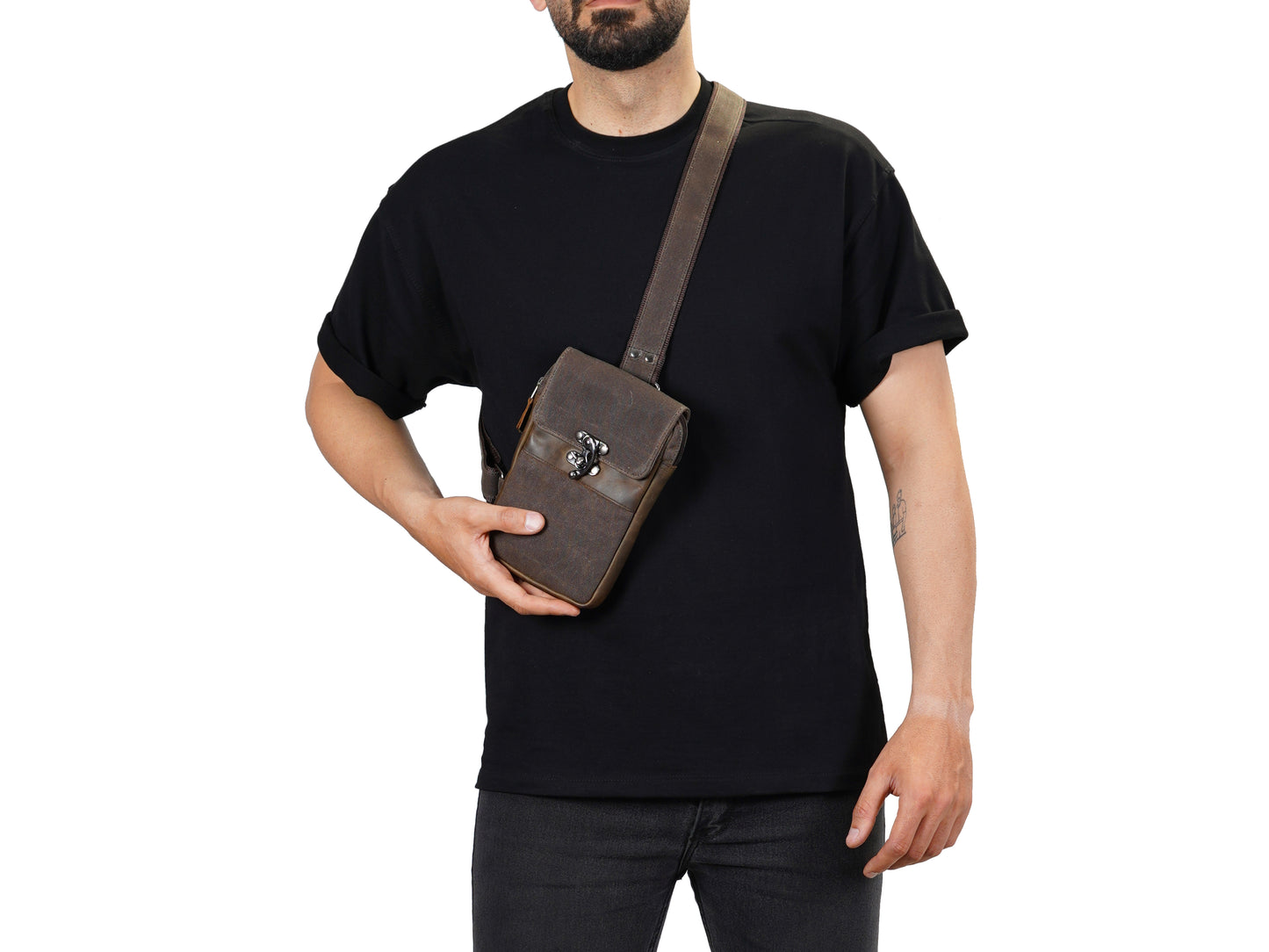 Crossbody Bag – Brown Waxed Canvas Sling Bag for Everyday Carry