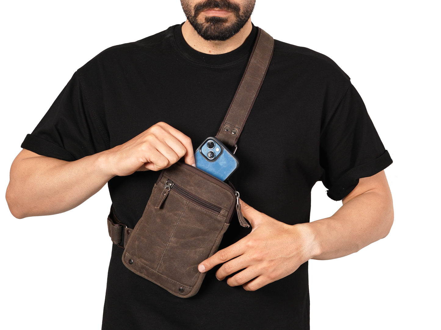 Sling Crossbody Bag - Your Essential Travel Companion - Waxed Canvas EDC Chest Bag for Men