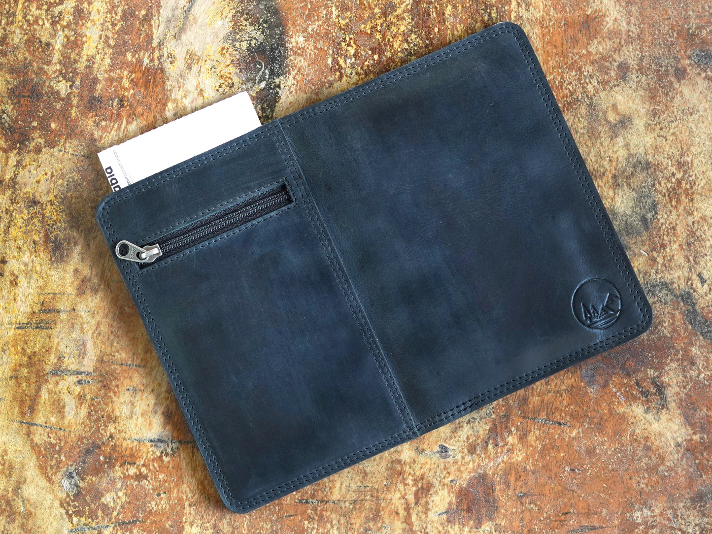 Leather Passport Holder Travel Document Wallet in Black