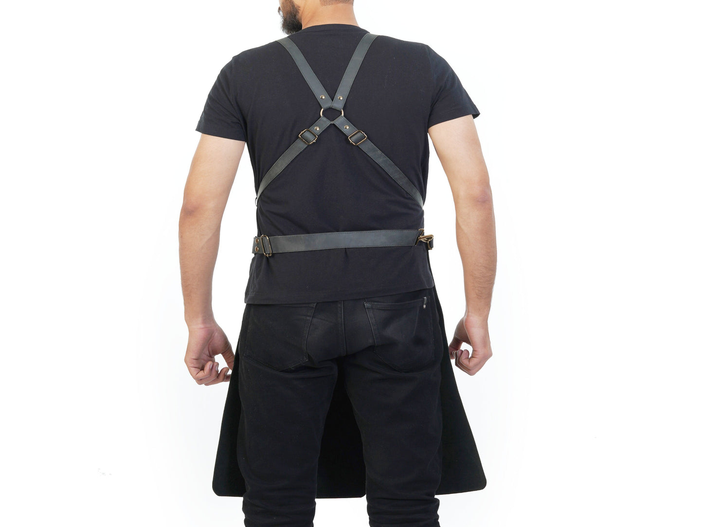 Big Leather Apron for Men XL Work Apron Black Leather