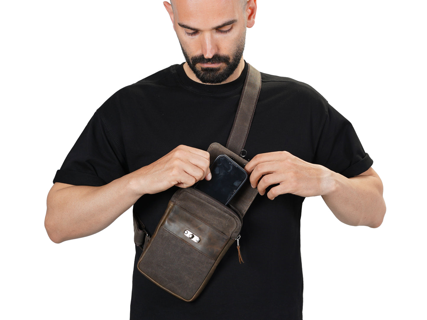 Crossbody Bag – Brown Waxed Canvas Sling Bag for Everyday Carry