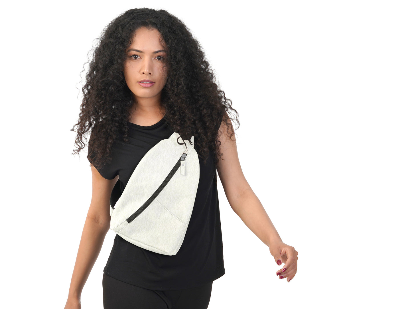 White Leather Sling Crossbody Bag for Everyday Carry