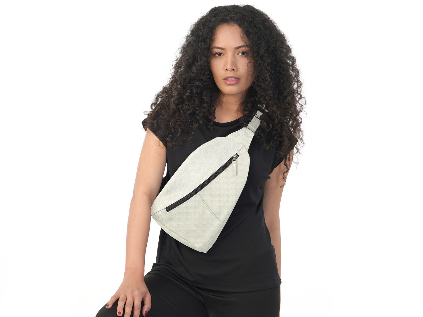 White Leather Sling Crossbody Bag for Everyday Carry