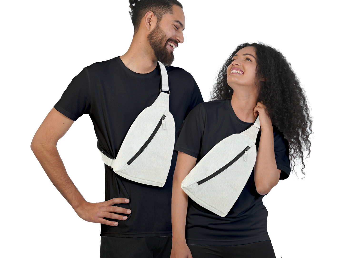 White Leather Sling Crossbody Bag for Everyday Carry