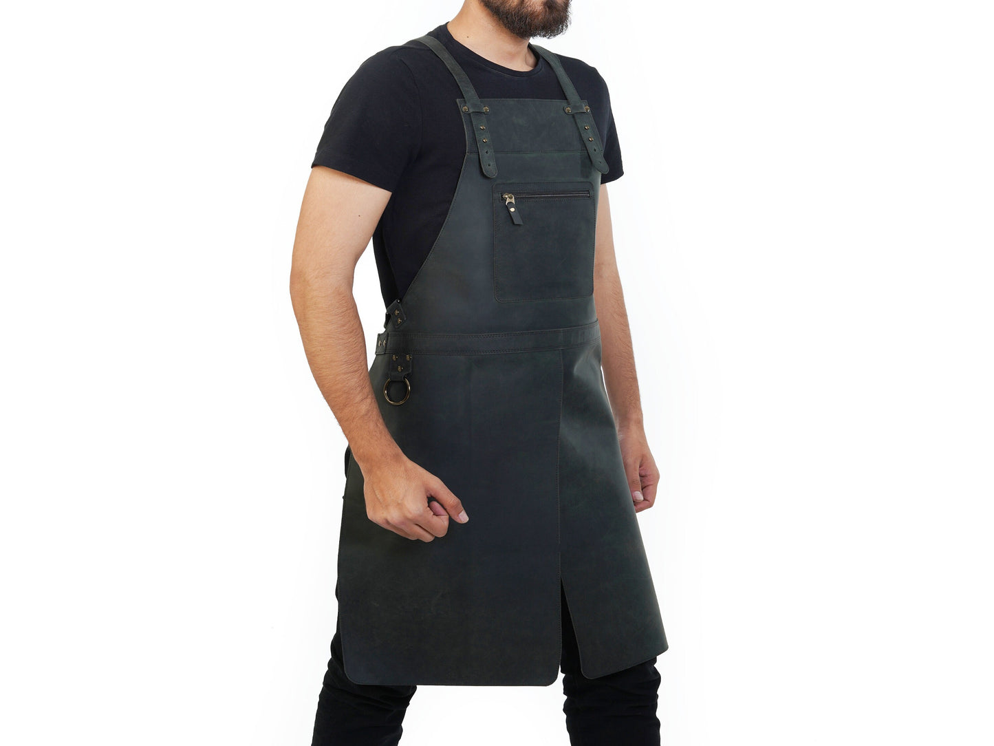 Big Leather Apron for Men XL Work Apron Black Leather
