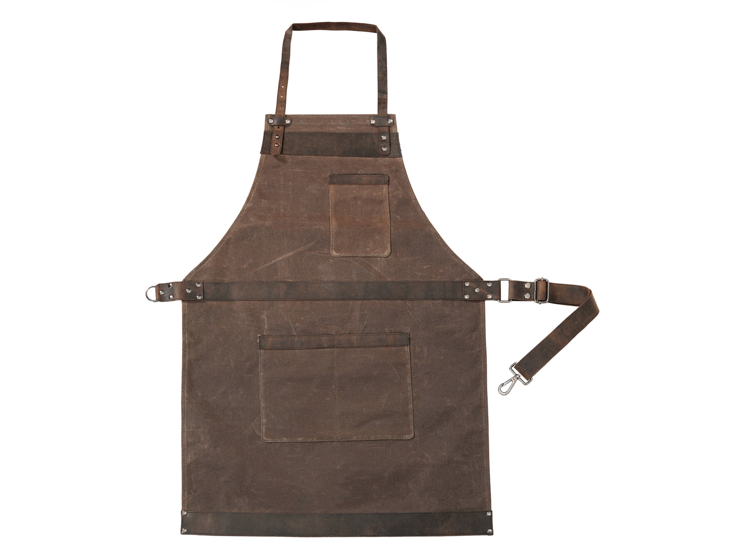 Mens Waxed Canvas and Leather Work Apron for Workshop or Kitchen - Apron for Dads, Husbands, and Boyfriends