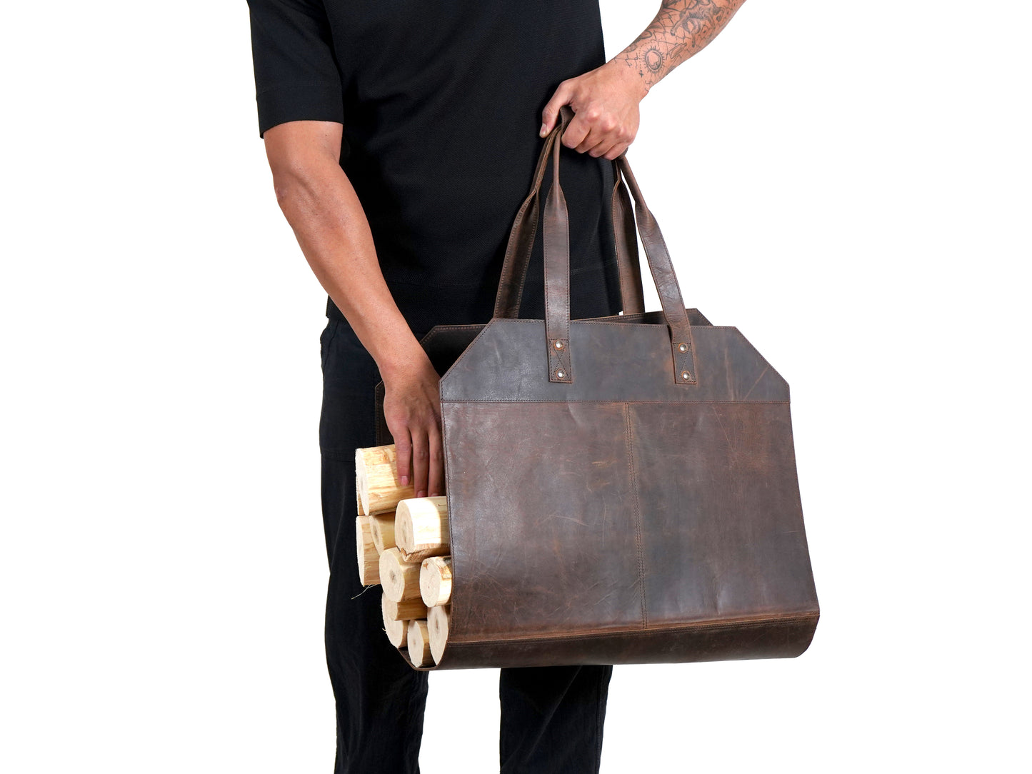 Log Carrier Firewood Storage Leather Firewood Bag