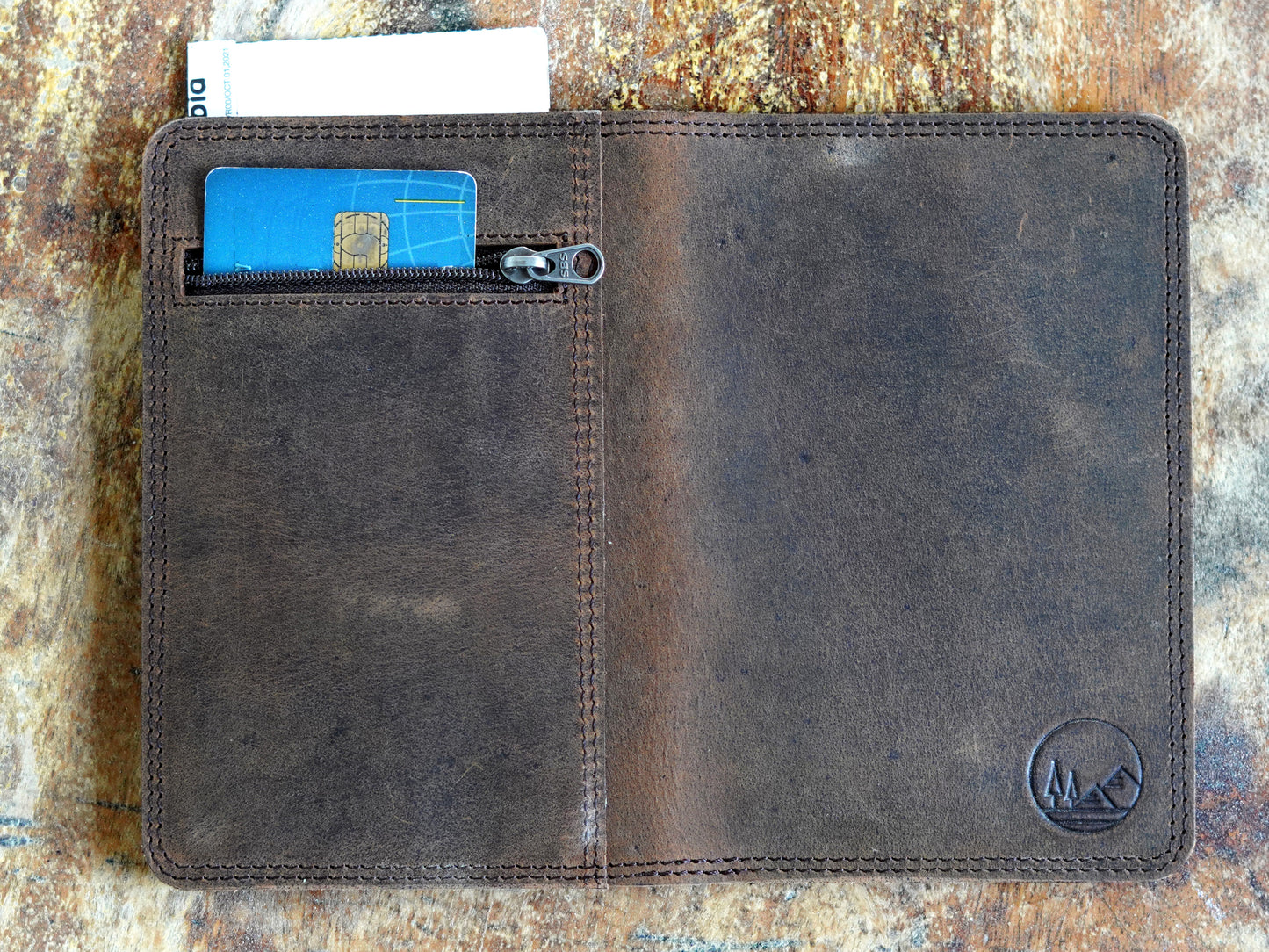 Leather Passport Holder Travel Document Wallet in Brown