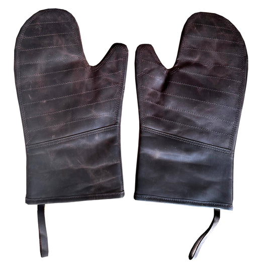 Oven Mitts Pair Pot Holders Leather Oven Gloves Dark Brown