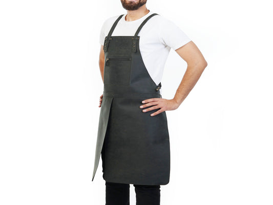 Big Leather Apron for Men XL Work Apron Black Leather