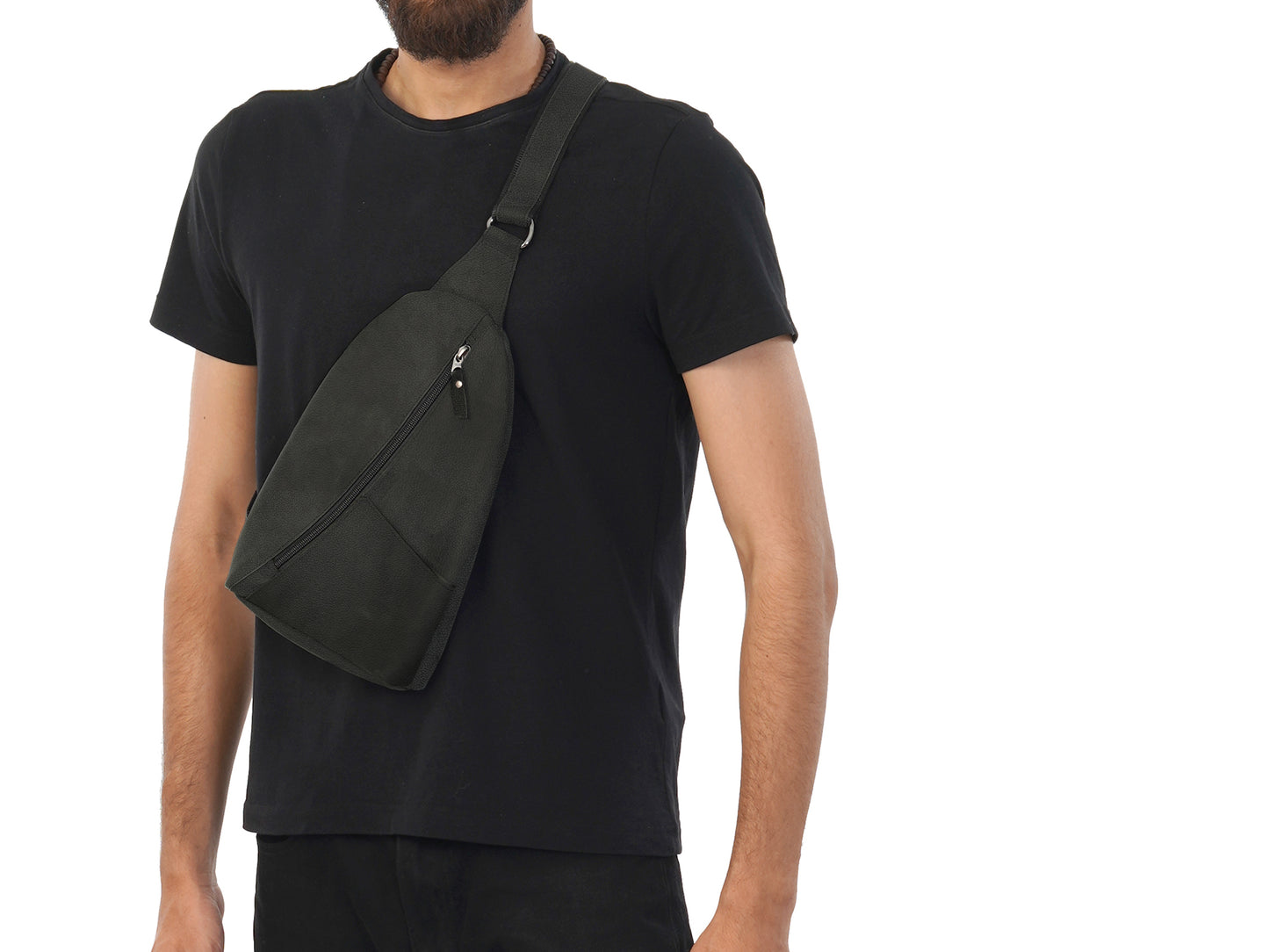 Sling Bag für Herren, Umhängetasche, große Brusttasche, Leder