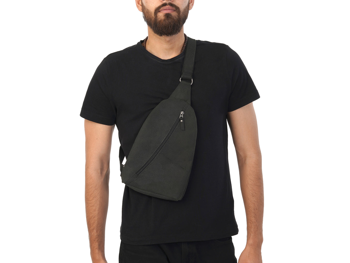 Sling Bag für Herren, Umhängetasche, große Brusttasche, Leder