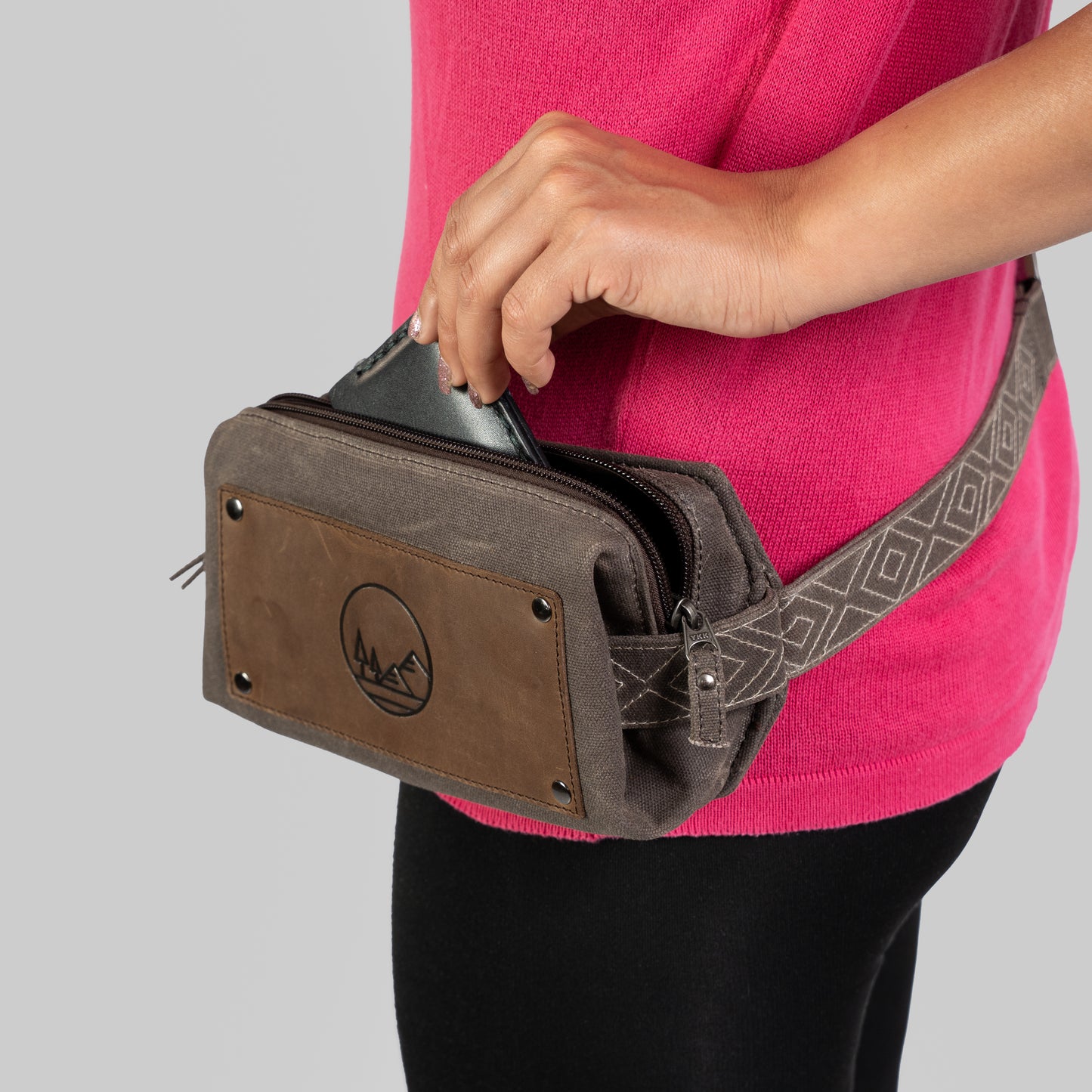 Canvas Womens Belt Bag Crossbody Sling for Travel and Every Day Carry - Brown