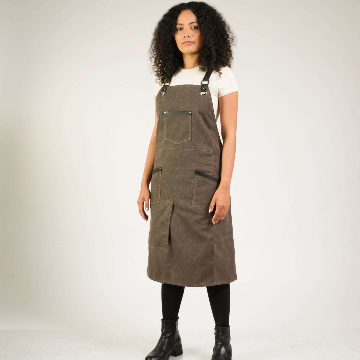 Womens Canvas Apron for Studio Workshop or Home - Brown