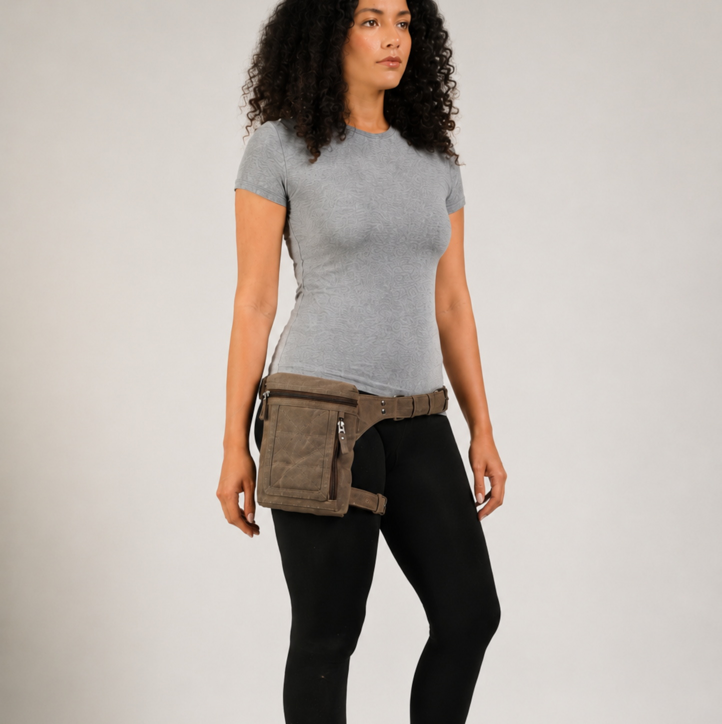 Canvas Leg Bag for Women | Thigh Holster Bag, Travel Utility Pouch with Adjustable Straps - Brown