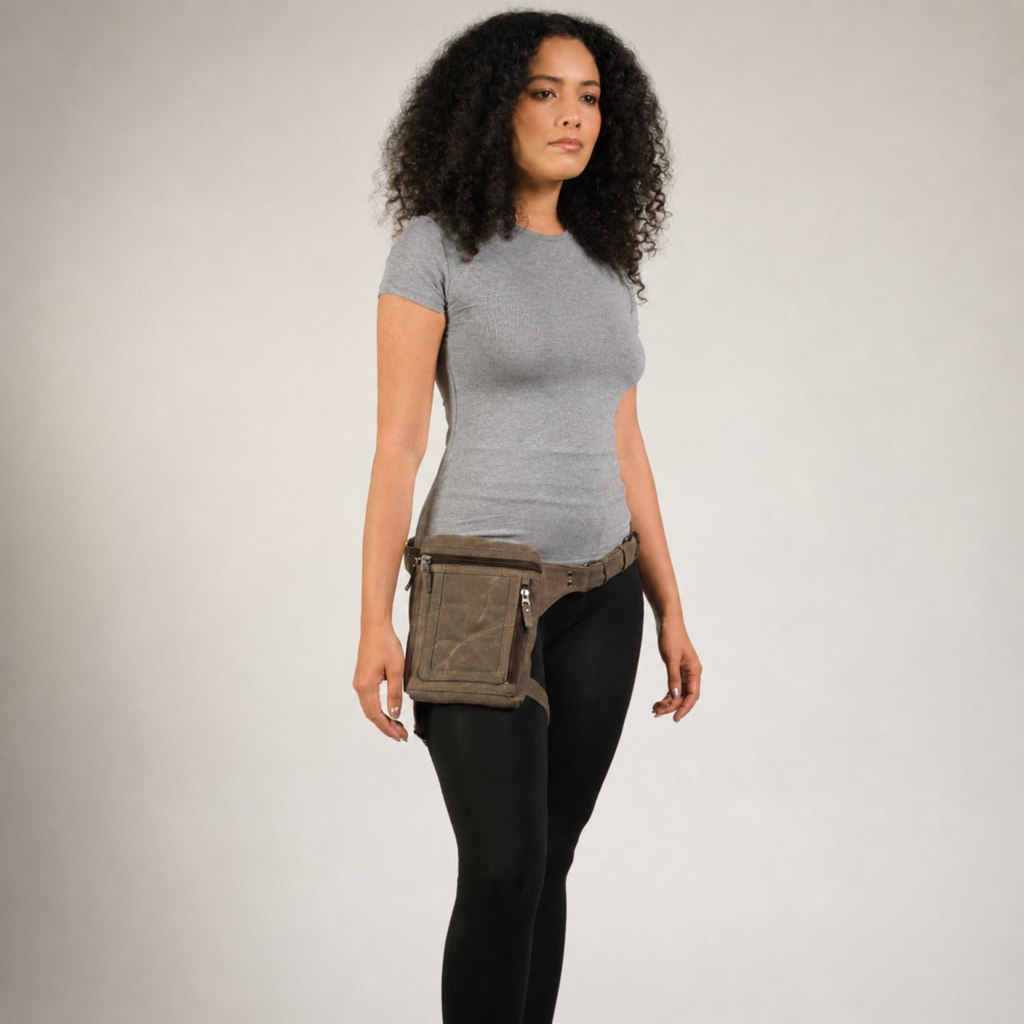 Canvas Leg Bag for Women | Thigh Holster Bag, Travel Utility Pouch with Adjustable Straps - Brown