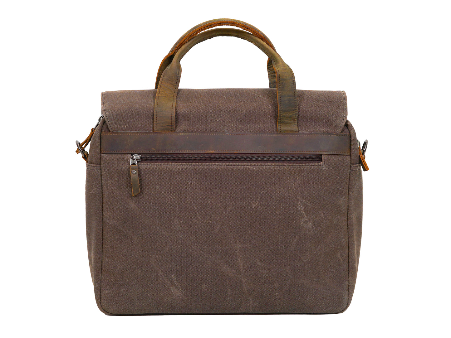 Mens Waxed Canvas Messenger Bag – 13" 14" 15" Laptop Bag with Leather Accents - Rugged Shoulder Bag for Work, Travel, or Daily Commute