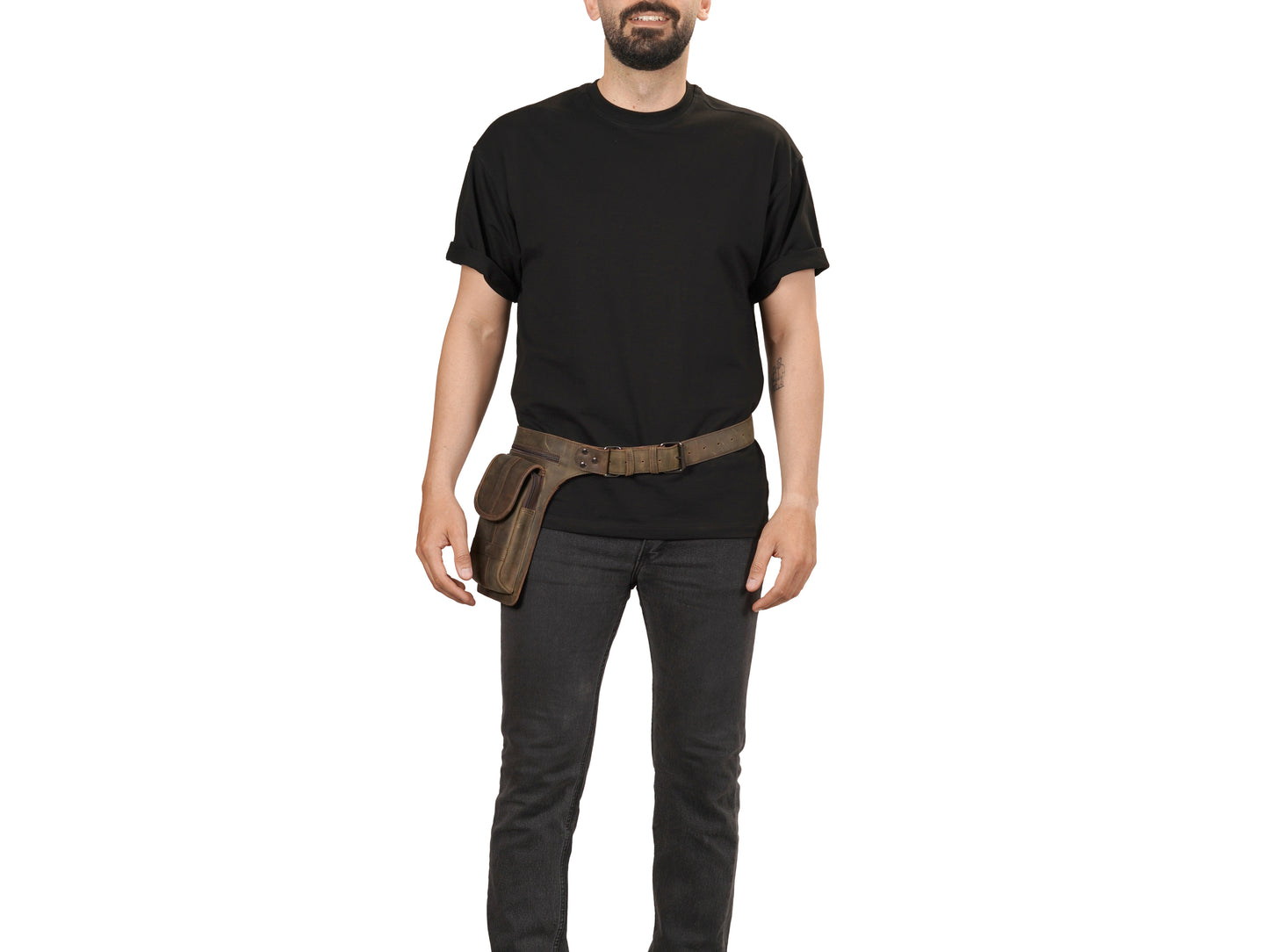 Brown Leather Utility Belt Bag – Full Grain Waist Pack for Festival, Hiking, Travel, & Cosplay Hip Bag
