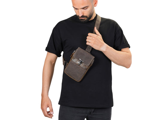 Crossbody Bag – Brown Waxed Canvas Sling Bag for Everyday Carry