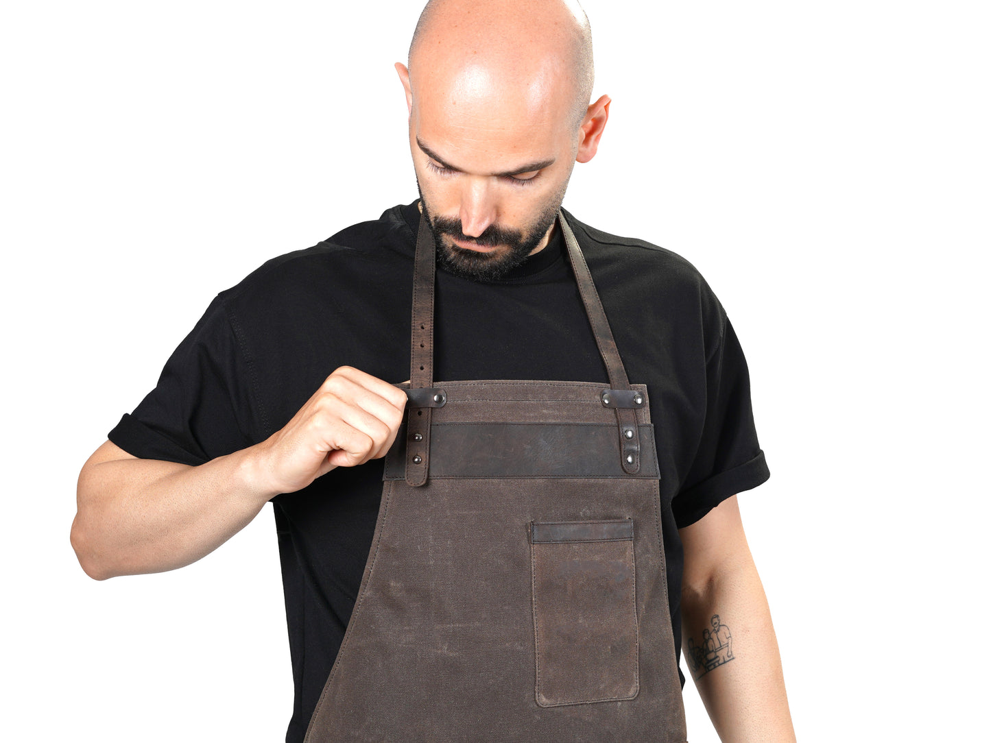 Mens Waxed Canvas and Leather Work Apron for Workshop or Kitchen - Apron for Dads, Husbands, and Boyfriends