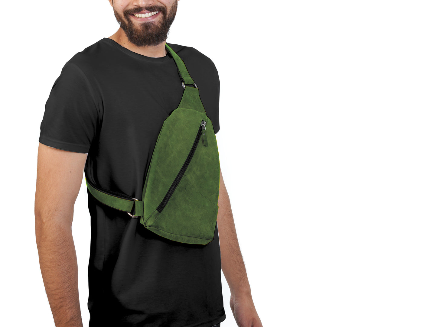 Sling Bag für Herren, Umhängetasche, große Brusttasche, Leder