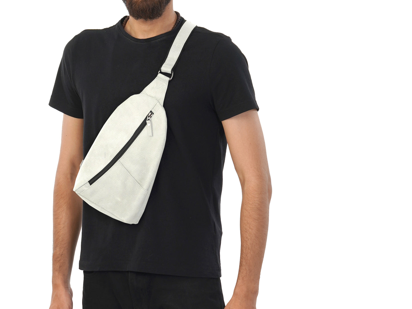 Sling Bag für Herren, Umhängetasche, große Brusttasche, Leder