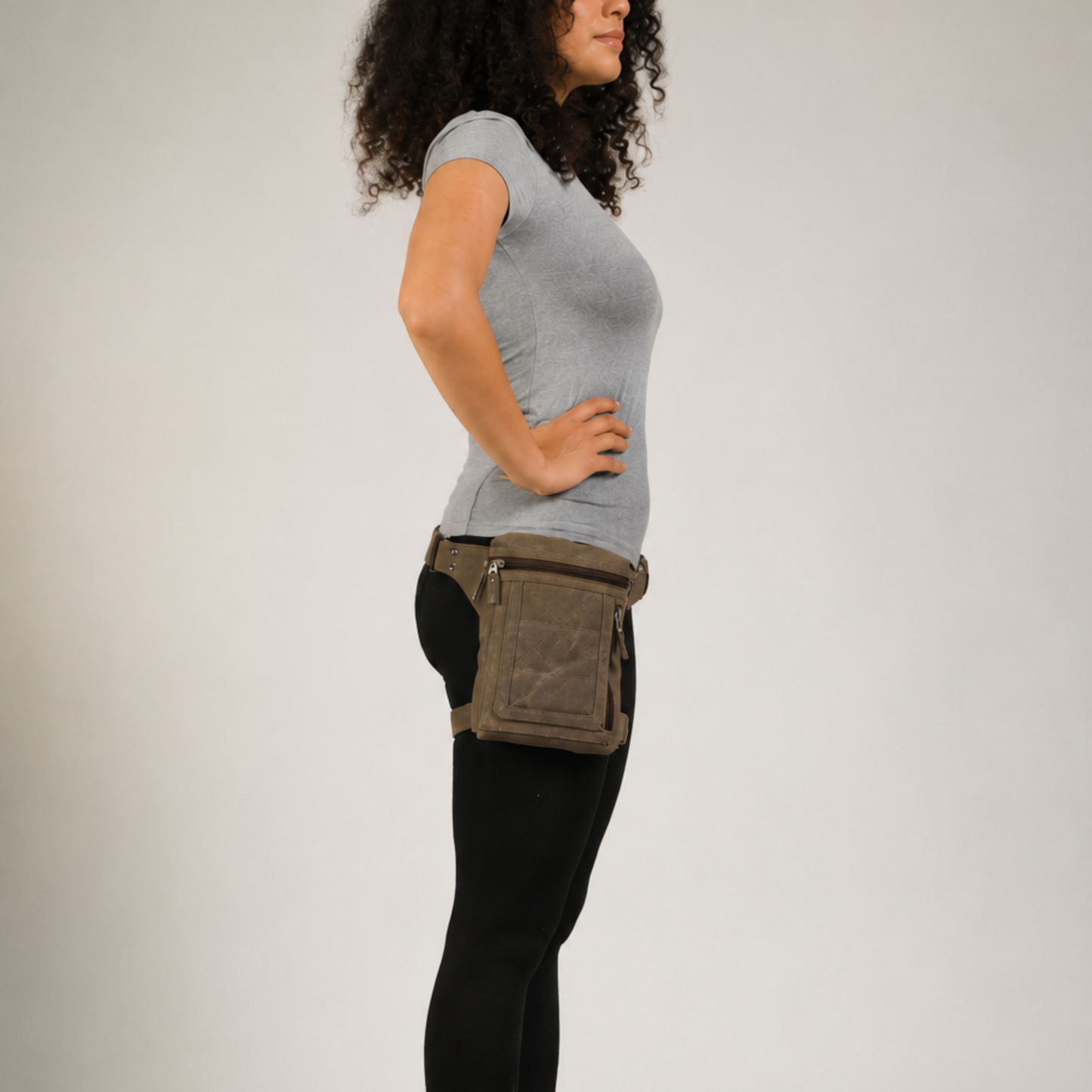 Canvas Leg Bag for Women | Thigh Holster Bag, Travel Utility Pouch with Adjustable Straps - Brown