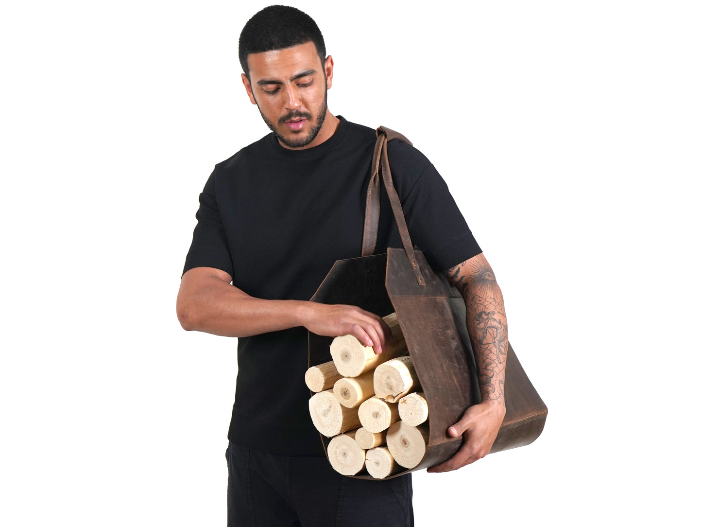 Log Carrier Firewood Storage Leather Firewood Bag