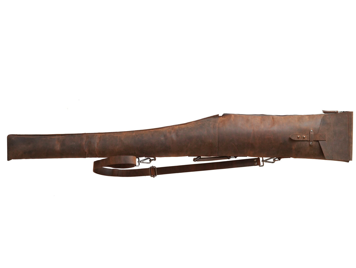 Full-Grain Leather Shotgun Sleeve – 52" Protective Case with Shoulder Strap